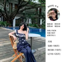 牛牛【蓝里香】夏季抹胸时尚吊带辣妹碎花复古鱼骨上衣N25Y1801