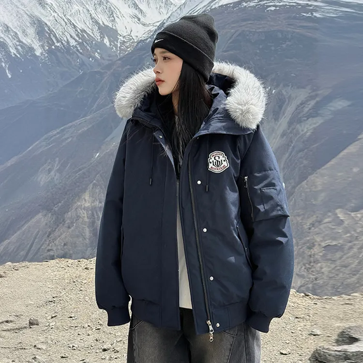 大毛领工装派克服2025年冬季新款棉服女棉衣美式复古棉袄加厚外套