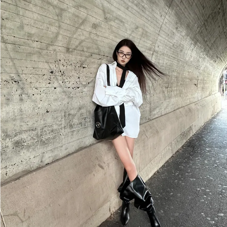 2025早春新款时尚衬衫气质显瘦宽松百搭洋气休闲长袖衬衫性感辣妹