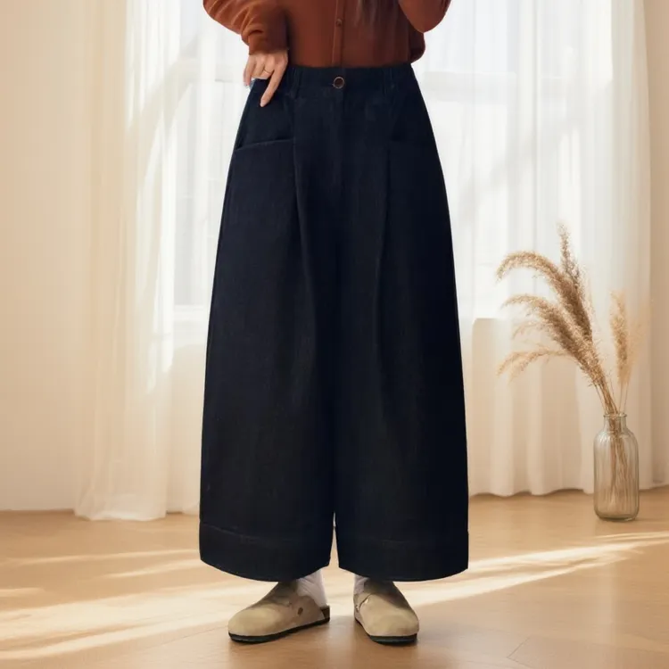 冬款新款爆款休闲百搭阔腿宽松显瘦半松紧腰阔腿裤靴子裤女款1