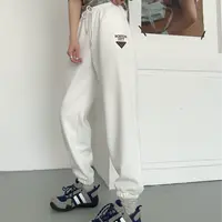 K235秋季新款时尚韩版百搭三角标字母女士休闲运动卫裤25-1377