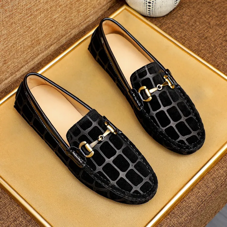 鳄鱼纹男士新款豆豆鞋2025爆款韩版休闲皮鞋低帮软底百搭驾车鞋