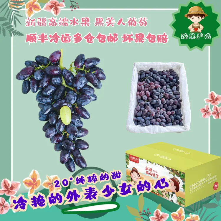 【顺丰冷运】疆小提黑美人葡萄新疆哈密鲜葡萄皮薄脆甜多汁无农残