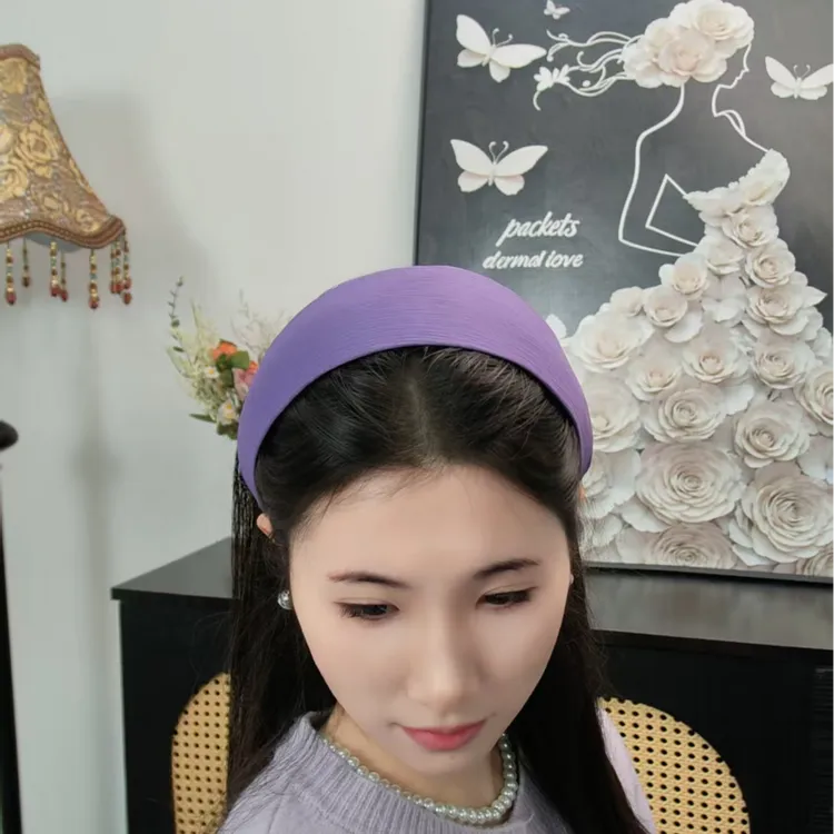 8姆米顺纡绉桑蚕丝薄平舒适褶皱宽板发箍优雅发饰简约时尚头箍