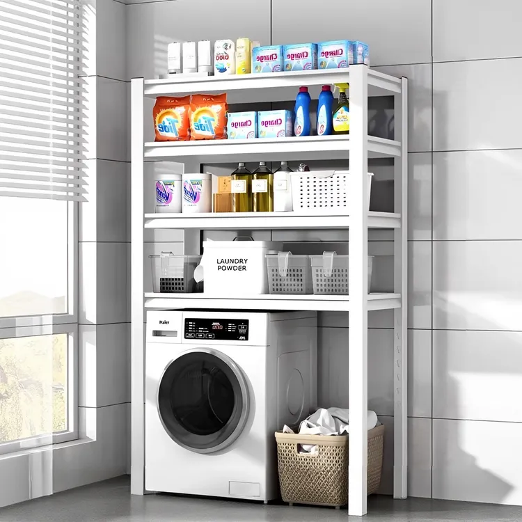 【二手价】源头厂家洗衣机置物架阳台卫生间滚筒滚轮翻盖家用货架子