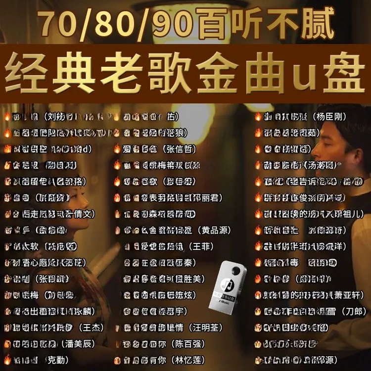 经典怀旧老歌车载无损音乐U盘80后国语粤语流行DJ高品质歌曲优盘