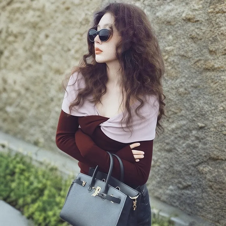 秋冬巨好看的小众设计感气质上衣韩系chic别致洋气减龄一字肩T恤