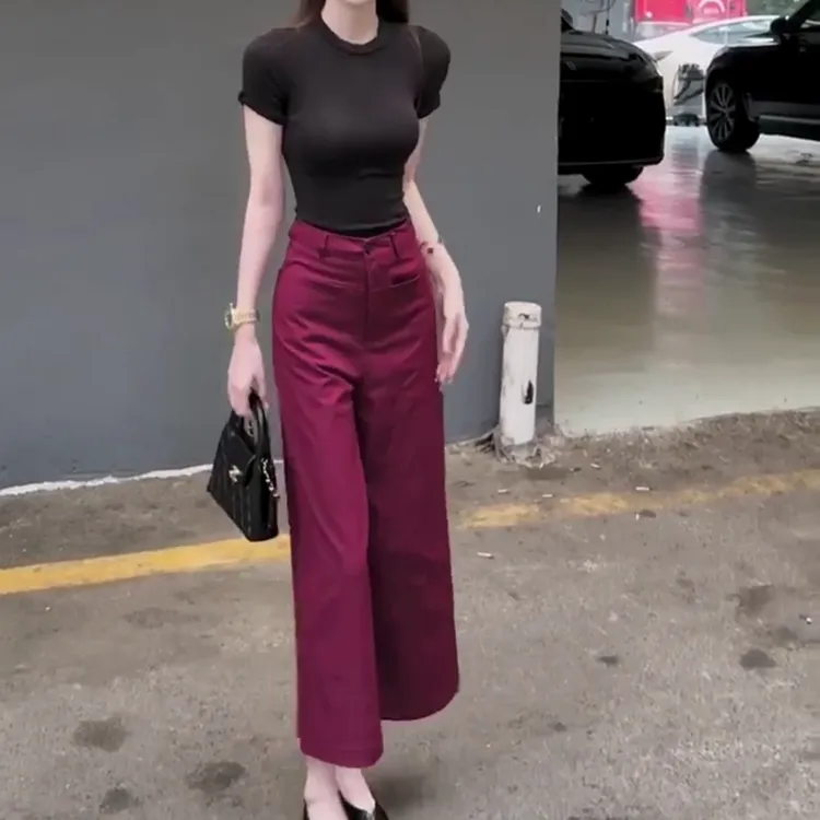 2025夏季新款时尚显瘦气质女士网红洋气两件套百搭款K8377