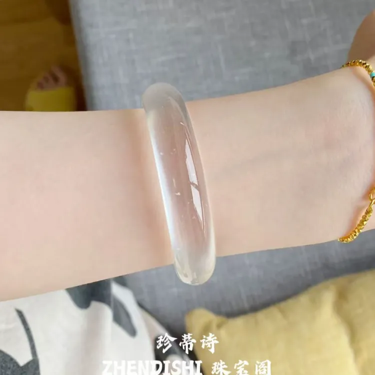天然白月光手镯女款冰种玉髓镯子冰透玉镯女年轻款礼物送女友闺蜜