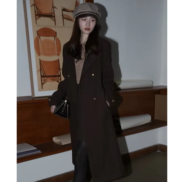 HELA AOMI “原单线.斜纹羊毛大衣”绵羊毛50%双排扣大衣CY5DN08122