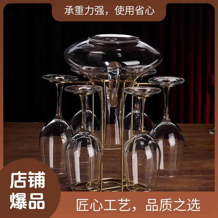 创意家用红酒杯架高端收纳架红酒杯架倒挂葡萄酒杯醒酒器一体支架