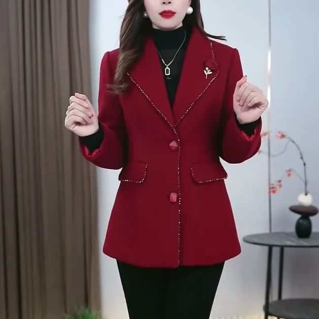 新款加厚保暖时尚修身显瘦女装休闲气质洋气外套中长款