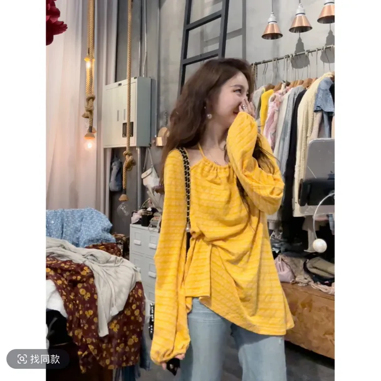韩系别致设计感肌理感衬衫女春季新款圆领气质显瘦百搭小众上衣