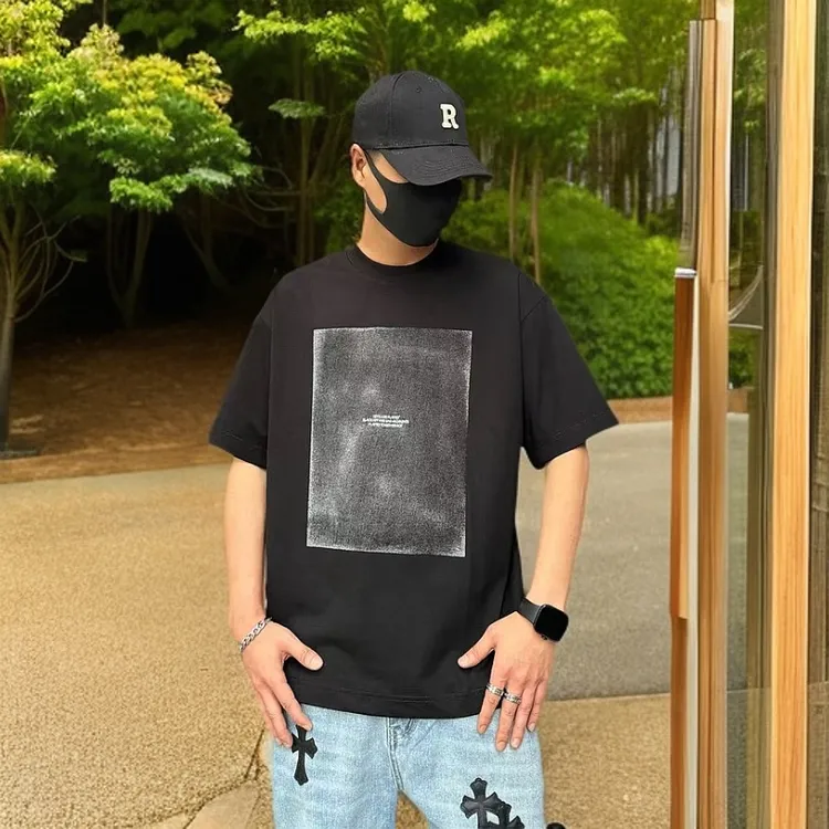 宿冶25852男款宽松圆领2025夏季时尚休闲情侣潮流印花百搭肤感T恤