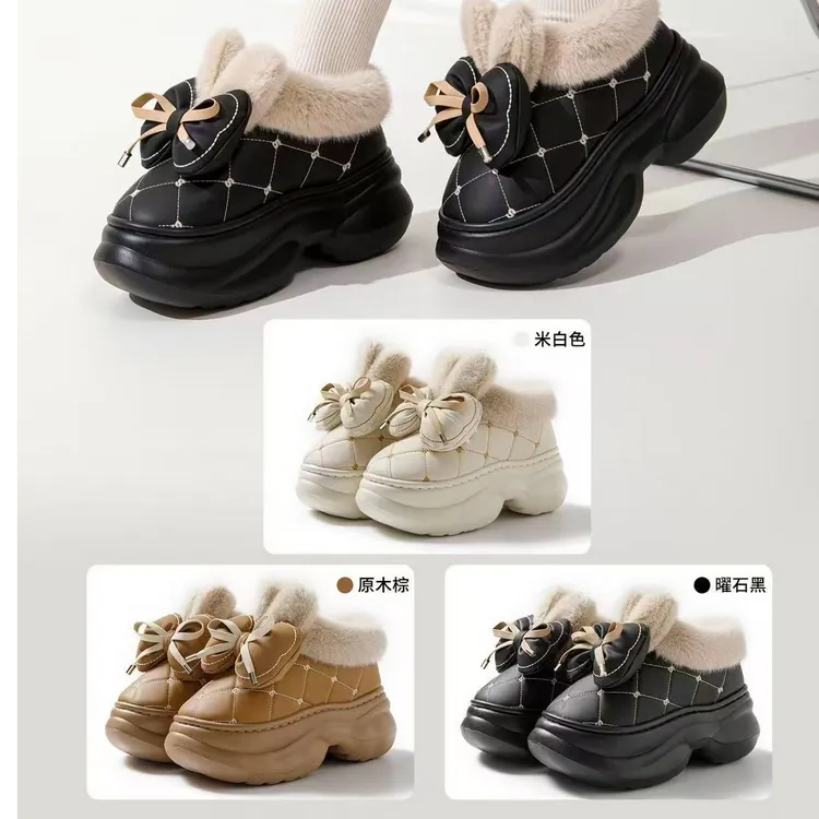 时尚包根厚底增高女棉鞋冬季加绒保暖防滑百搭外穿8cm增高