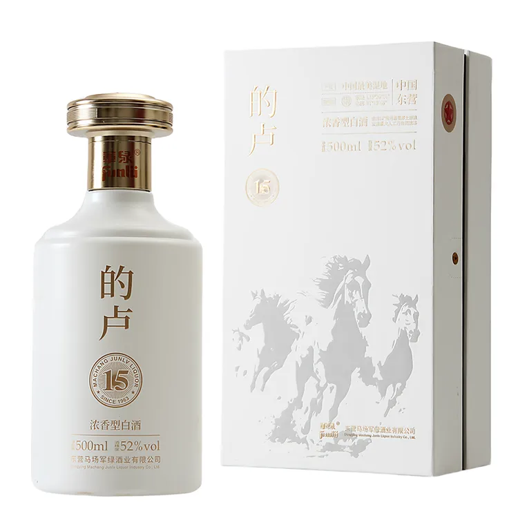 军绿山东东营军马场军绿的卢白酒52度礼盒款500ml51-60度500