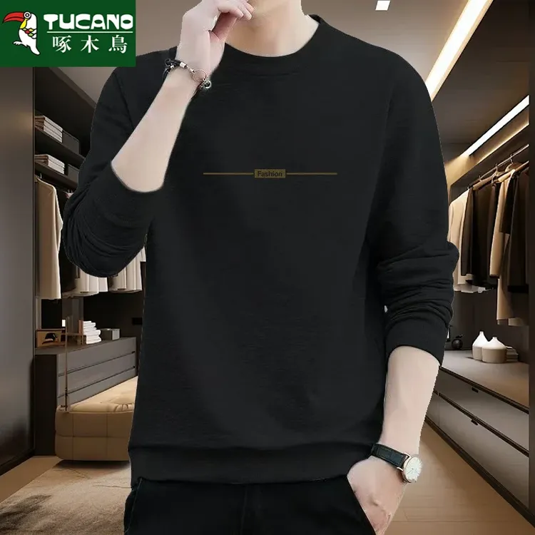 啄木鸟春秋冬季男生卫衣不带帽潮流休闲韩版青少年打底衫套头上衣