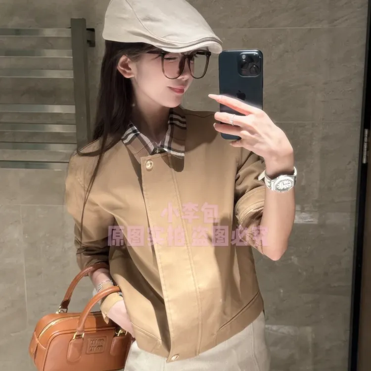 【XUEYI专属】【东京日落】名媛风卡其色格子风衣夹克外套女配高腰短裙时尚显瘦
