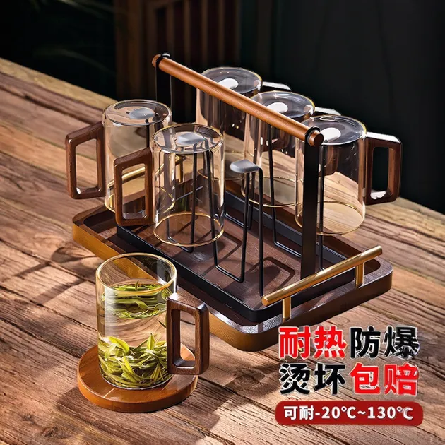 2025新款家用茶杯6只装客人杯子男士泡茶专用绿茶杯玻璃水杯套装