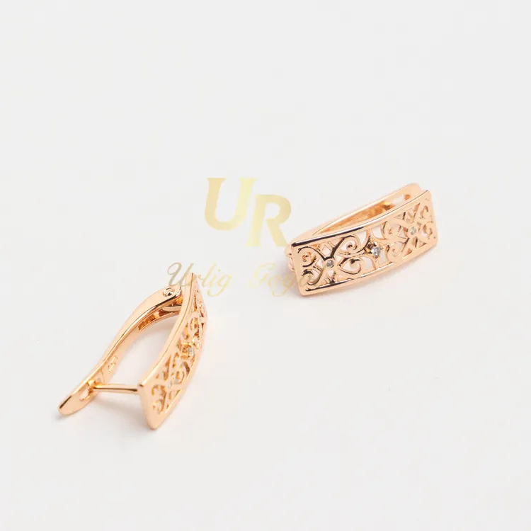 合金锆石耳饰 11-UR【顺丰包邮-无运费险】哈萨克长扣玫瑰金色耳饰