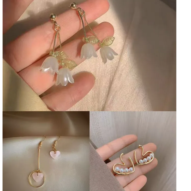 合金玻璃耳饰 温柔法式设计感（拍一发三）