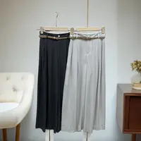 873半松紧腰阔腿休闲裤女装气质显瘦时尚百搭纯色休闲裤