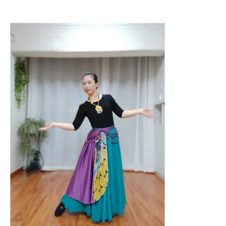 藏族舞装饰裙片百搭时尚民族风广场舞装饰品飘飘设计紫色辫子飘逸