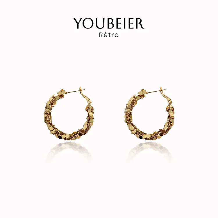 YOUBEIER 欧美风时尚简约不规则耳环女款小众气质高级感圈圈耳饰