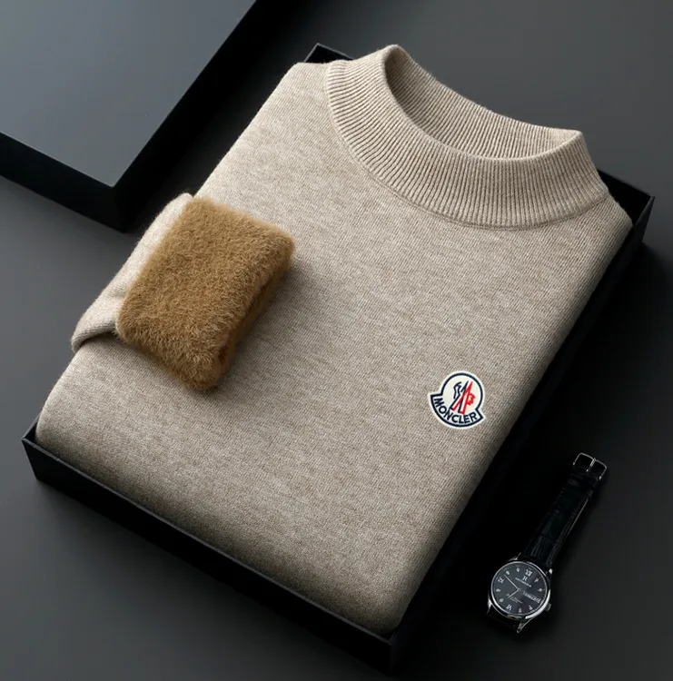 【奥莱撤柜】一体羊毛衫男士加绒针织衫秋冬保暖毛衣半高领打底衫潮