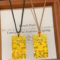 铜合金吊坠 碎碎冰吉言平安如意无事牌招财进宝高品质双面金色坠