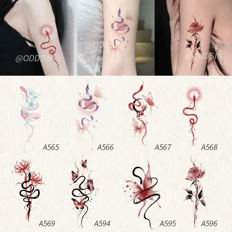 真实感高级感防水持久贴纸纹身贴不反光拍照手臂女款氛围感图案