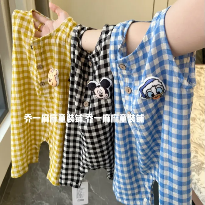 无袖夏季婴幼儿连身衣 潮款卡通男女宝宝背心哈衣