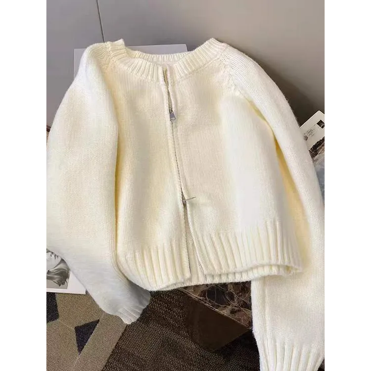 绝美！这种货闭眼收~拉链毛衣外套女秋冬短款百搭宽松显瘦针织开衫