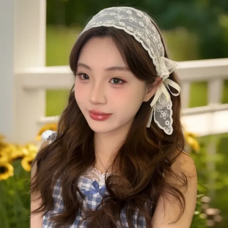 自带蝴蝶结~蕾丝蝴蝶结飘带宽边发箍女仙美森系发捆气质头箍头饰