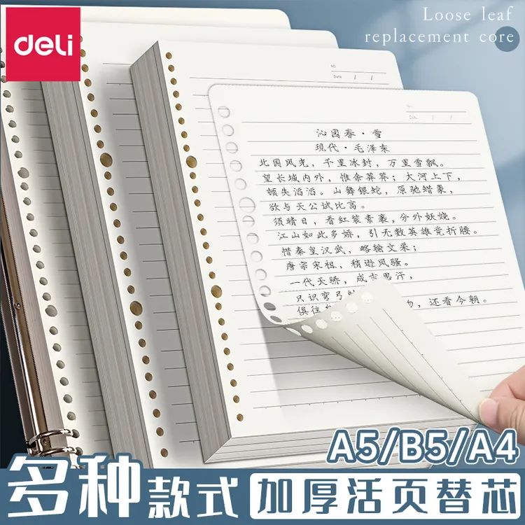 得力活页替芯活页本替换芯英语错题方格横线学生空白活页册可替换