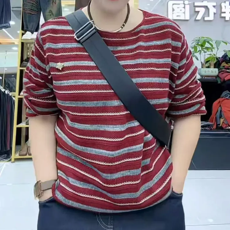 女士秋季针织毛针织衫固色打底时尚条纹显瘦宽松套头款圆领