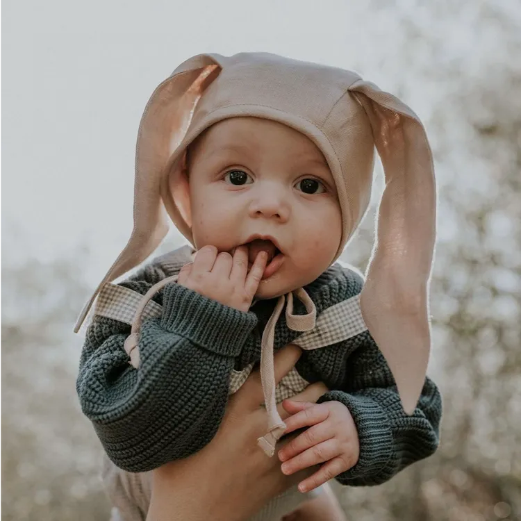 briarbaby男女宝宝新生婴儿护卤门兔子帽子胎帽小月龄春秋帽子