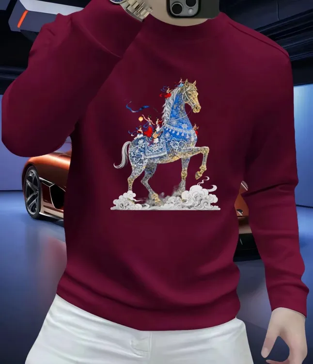 新款秋冬季新款潮牌印花卫衣男士时尚套头圆领长袖休闲百搭上衣潮