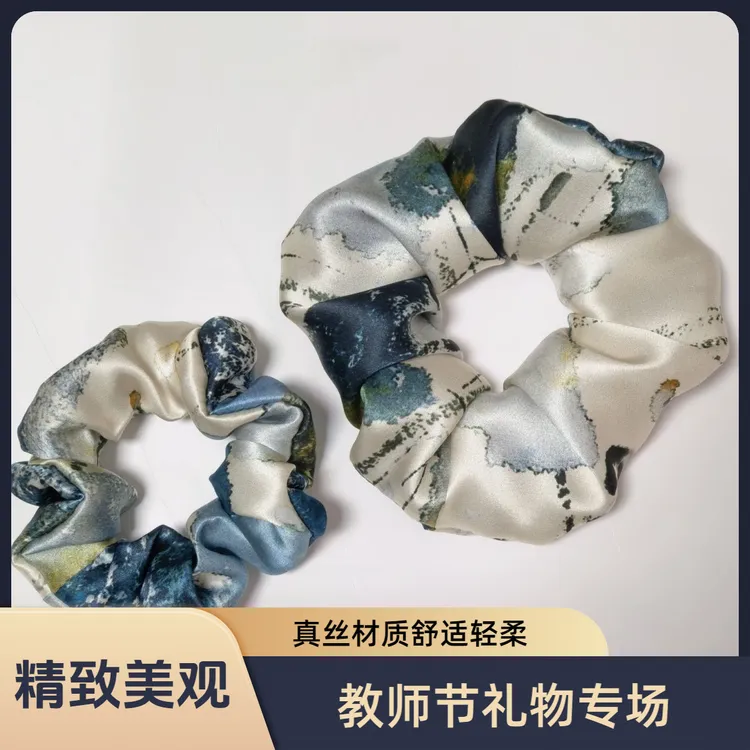 【教师节】6cm【100%桑蚕丝】莫奈花园精致真丝发圈19姆米护发
