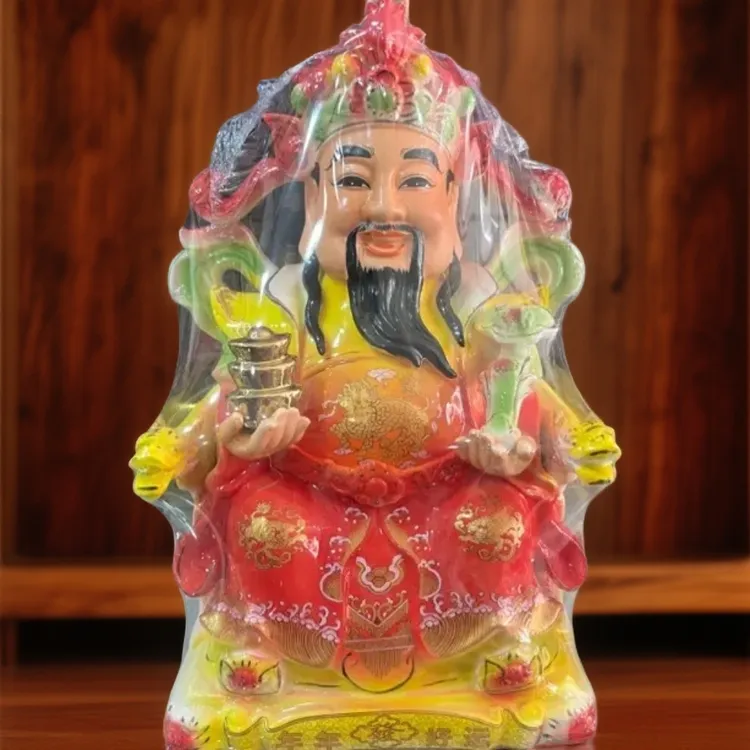 家用店铺开业玄关客厅招财神像装饰玉瓷釉瓷手工描绘文财神