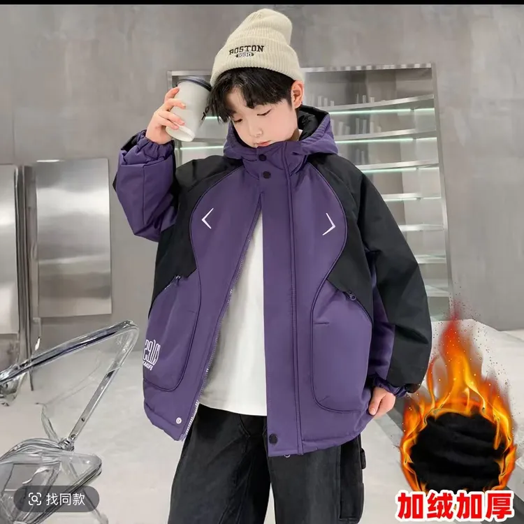 【三防加绒加厚】冬季新品男女童装冲锋衣棉袄外套宽松韩版洋气保暖