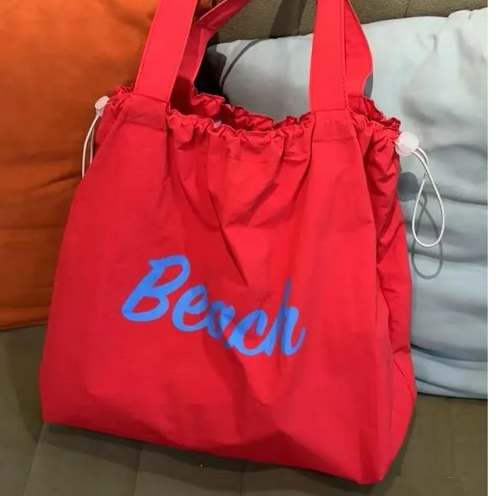 2025夏季新抽绳尼龙包ins日系托特包上班通勤手提袋大容量单肩包