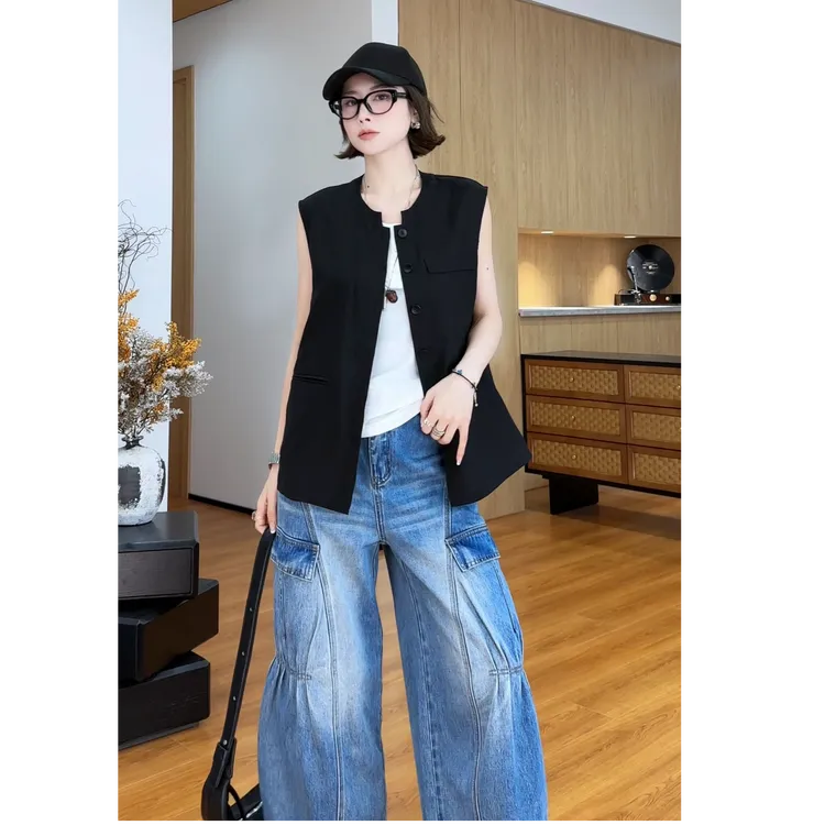 YYOUHAN 2025新款【风起伦敦】极简风轻薄款显瘦百搭马甲 2507C4034