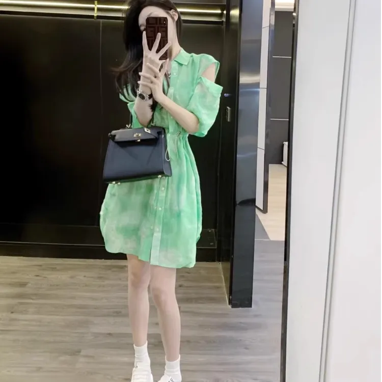 【现货】连衣裙2025新款女甜美减龄气质收腰显瘦显高衬衫裙子女夏季