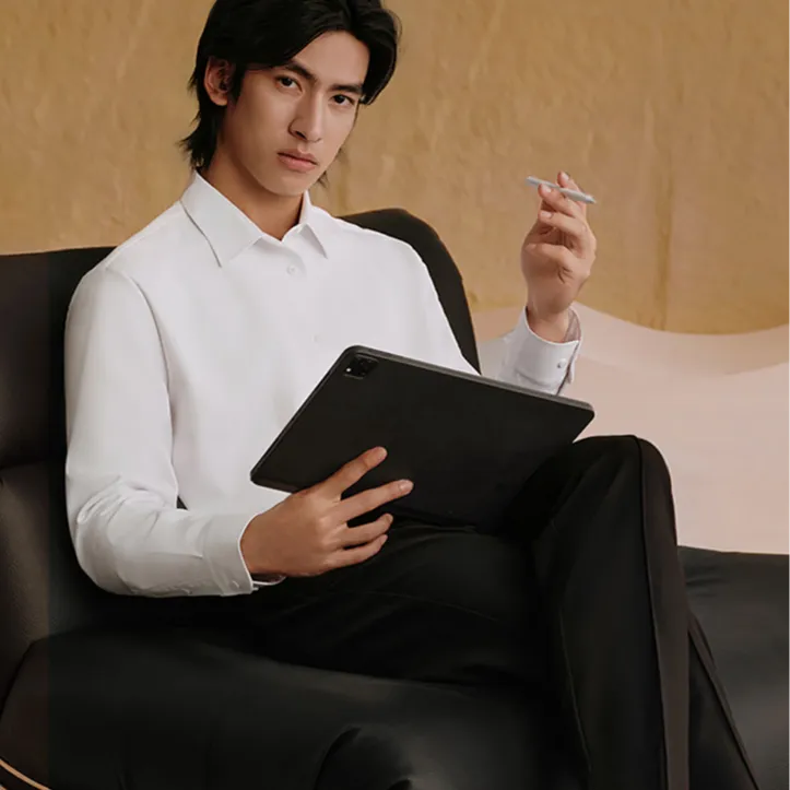 32莱赛尔68棉DP免烫男士长袖衬衫商务休闲白色职海依柜剪标衬衣