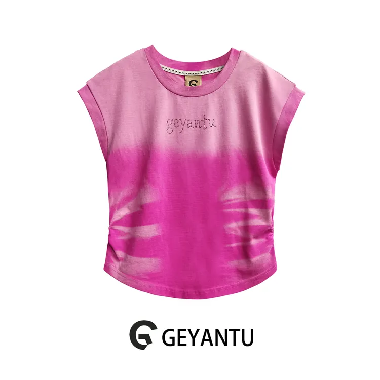 【GEYANTU】美式夏季541新款显瘦扎染设计感无袖t恤女修身短款上衣