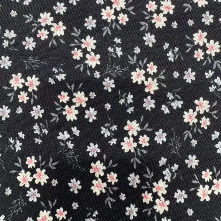 棉绸黑底碎花面料布料（不支持七天无理由退换）