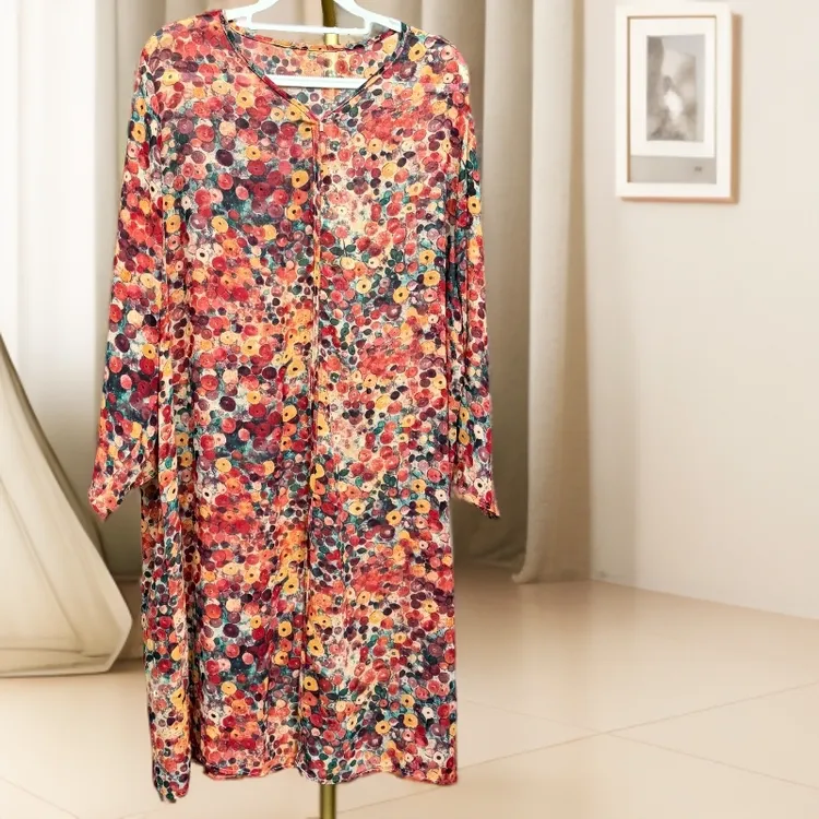 568法式油画碎花长袖时尚洋气上衣套头休闲