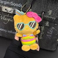 【Tam专属】日版黑皮海边度假毛绒挂件Kitty爱心扣小包