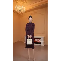 【周洲】2025气质显瘦修身长袖优雅轻奢百搭收腰时尚女装连衣裙2698